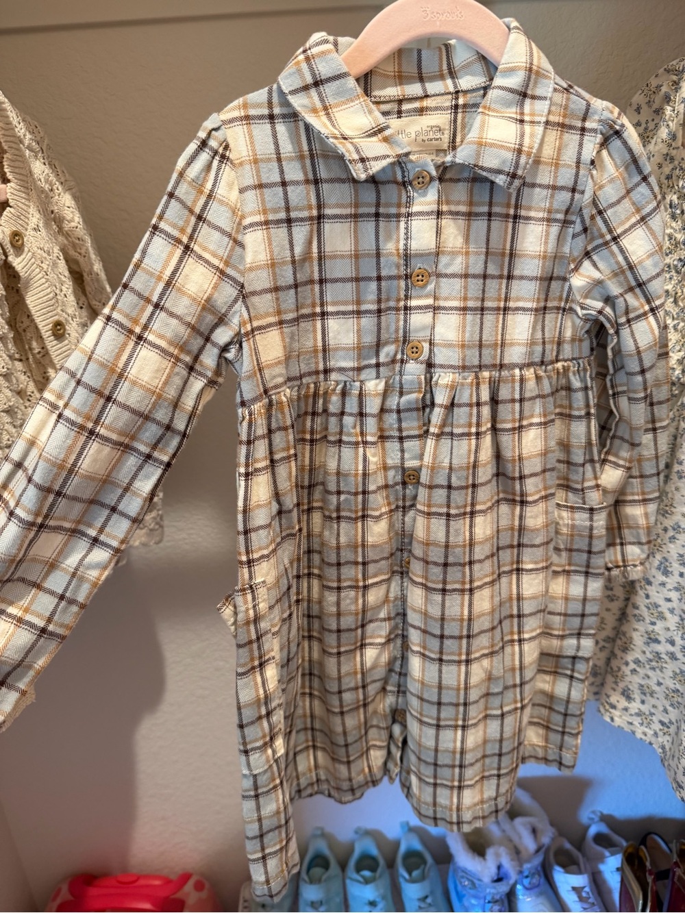 Little Planet by Carters Blue Plaid Dress